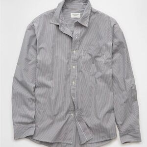 American Eagle Outfitters Poplin Relaxed Button-up Shirt Gray